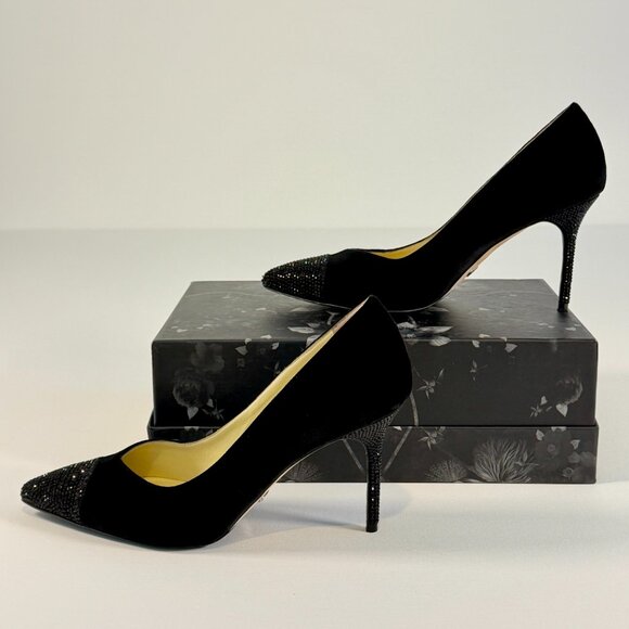 Sarah Flint Suede Perfect Pump 85mm with Crystal Toe and Heel Detail - Picture 8 of 15